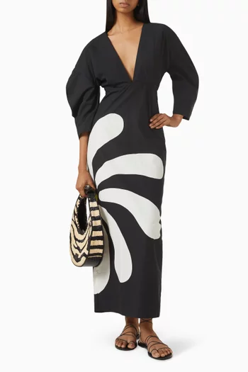 Peninsula Plunge-neck Dress in Cotton