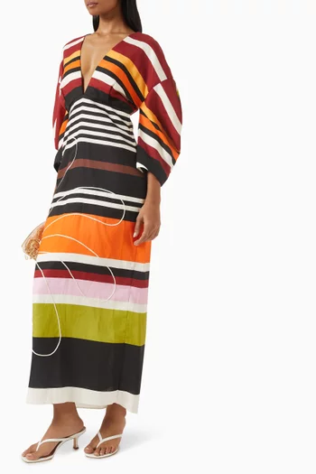 Peninsula Plunge-neck Dress in Linen