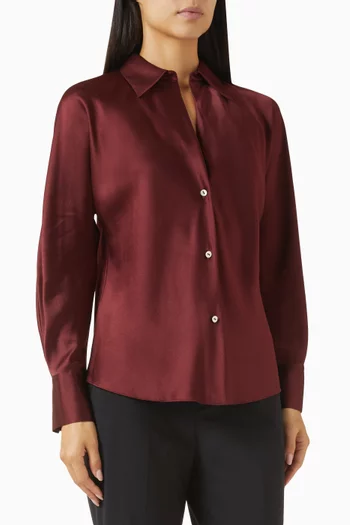 بلوزة بقصة مائلة حرير