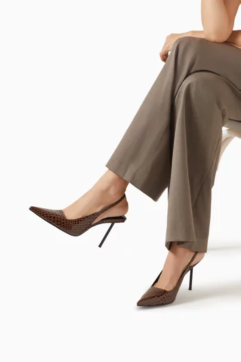 G63 100 Slingback Pumps in Croc-embossed Faux Leather