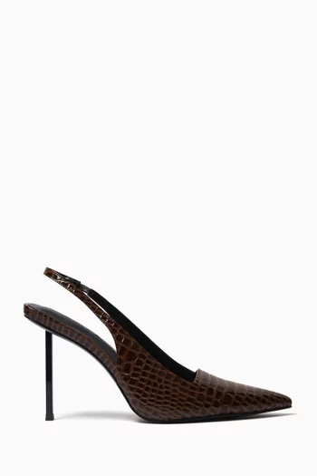 G63 100 Slingback Pumps in Croc-embossed Faux Leather