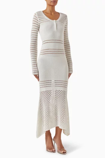Striped Mesh Handkerchief Dress in Wool Blend