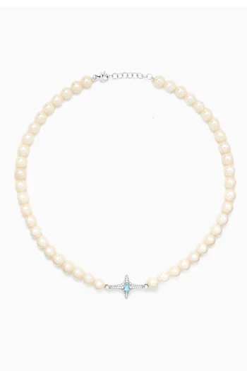 Selene Topaz & Pearl Necklace in 18kt White Gold