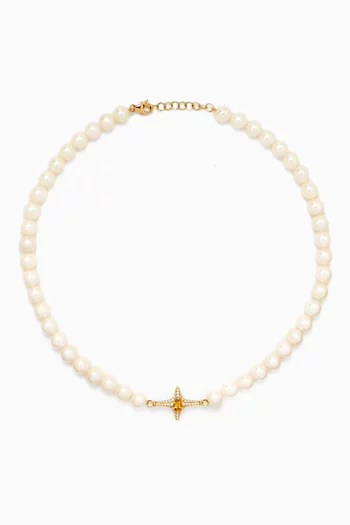 Selene Citrine & Pearl Necklace in 18kt Yellow Gold