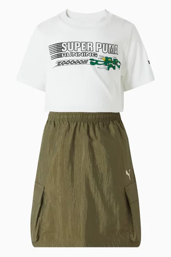 تنورة كارغو بطبعة عقدة نايلون