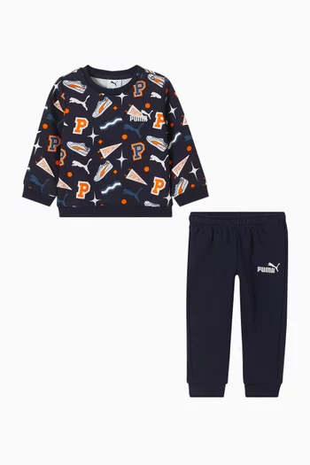 طقم بدلة رياضية ميني كاتس بشعار الماركة قطن