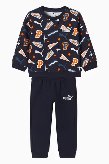 طقم بدلة رياضية ميني كاتس بشعار الماركة قطن