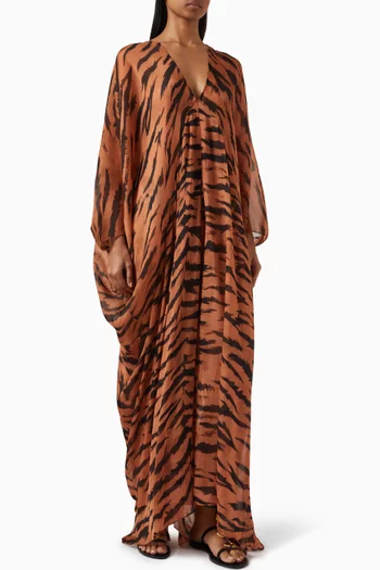 x Sabine Getty Tiger-print Jumpsuit in Silk