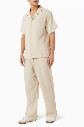 Drawstring Pants in Crinkled-cotton