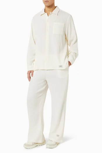 Drawstring Pants in Crinkled-cotton