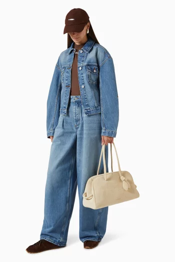 The Turismo Bowling Bag in Crocodile-embossed Suede