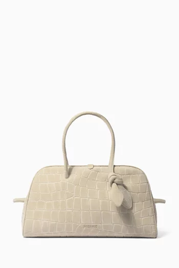 The Turismo Bowling Bag in Crocodile-embossed Suede