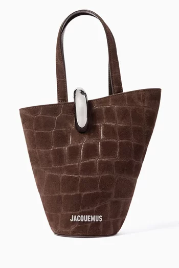 Mini Le Petit Bambola Bucket Bag in Croc-embossed Suede