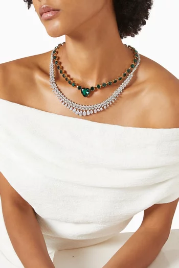 قلادة كيوبيد بطبقات متعددة نحاس مطلي بلون فضي