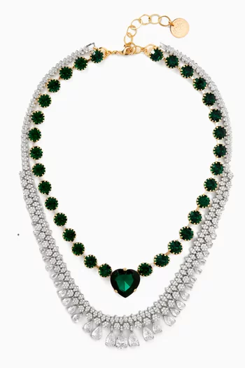 قلادة كيوبيد بطبقات متعددة نحاس مطلي بلون فضي