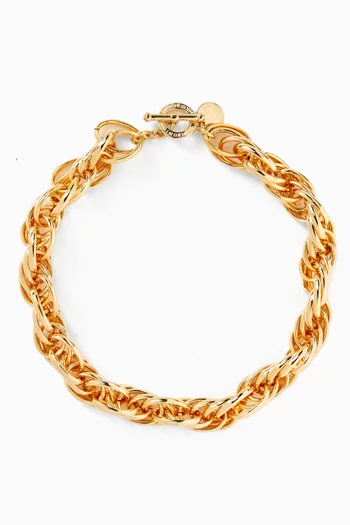 قلادة قصيرة بتصميم سميك نحاس مطلي بلون ذهبي