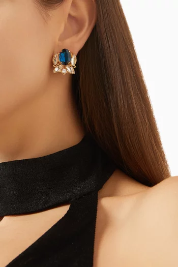 أقراط مرصعة بالماس نحاس مطلي بلون ذهبي