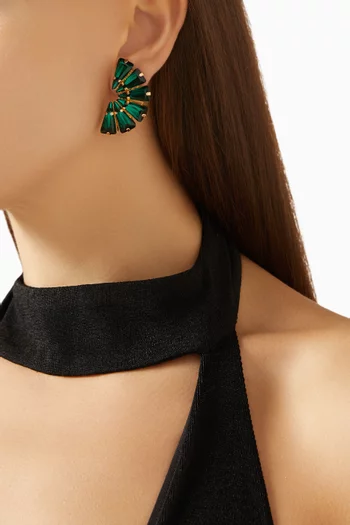 Afrodita Fan Stud Earrings in Gold-plated Brass