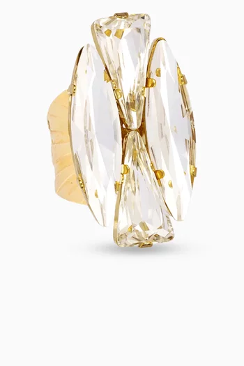 خاتم هيرا مرصع بالكريستال نحاس مطلي بلون ذهبي