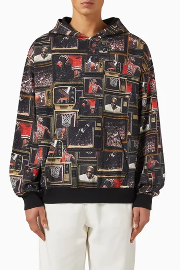 Brooklyn Printed Pullover Hoodie in Fleece