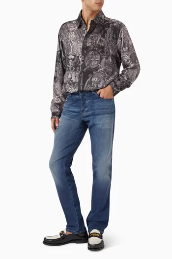 قميص منقوش مزيج قطن