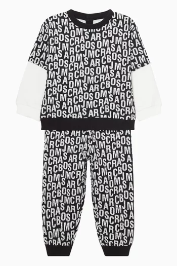 بدلة رياضية بنقشة شعار الماركة بتصميم مبعثر قطن