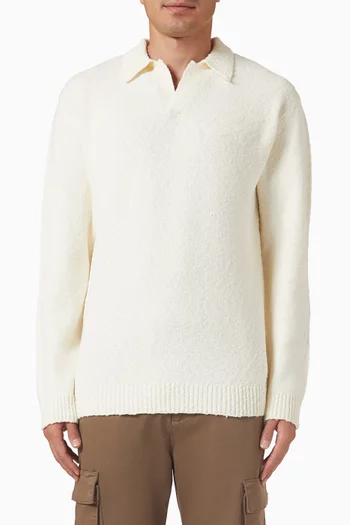 تي شيرت بولو منسوج مزيج صوف