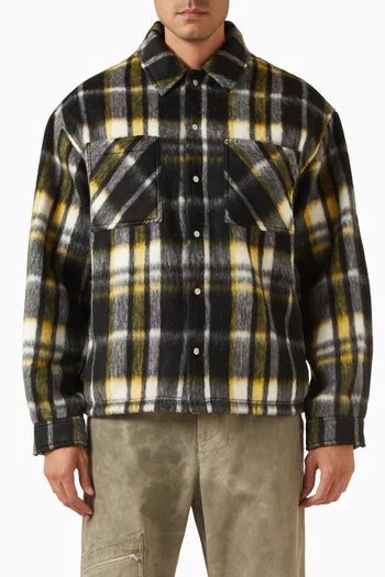 قميص بنمط جاكيت ونقشة مربعات فلانيل بملمس ناعم