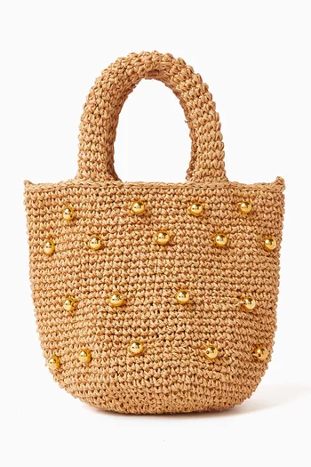 Golden Bucket Bag in Raffia