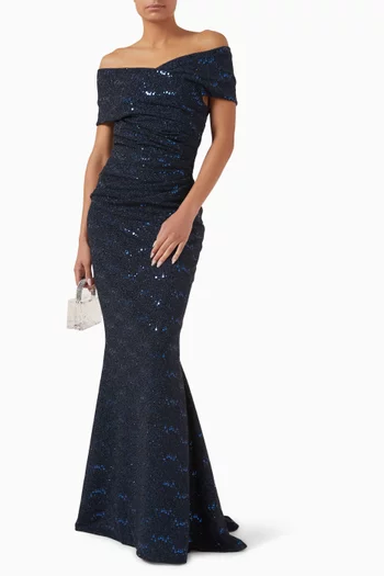 Embellished Off-shoulder Mermaid Dress