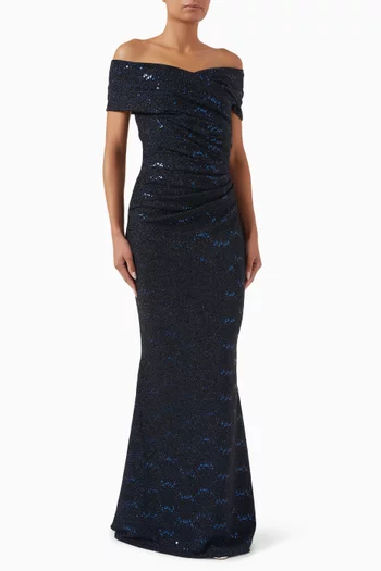 Embellished Off-shoulder Mermaid Dress