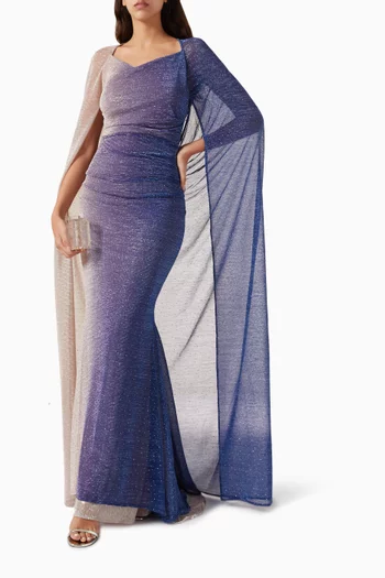 Drape Cape Dress in Degrade-voile