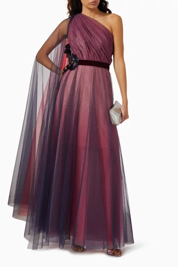 One-shoulder Gown in Tulle