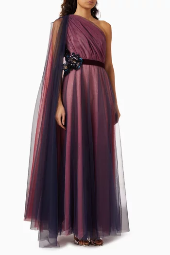 One-shoulder Gown in Tulle