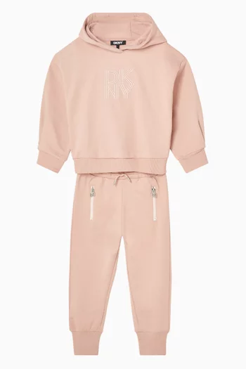 كنزة بغطاء رأس مطرزة بشعار الماركة قطن