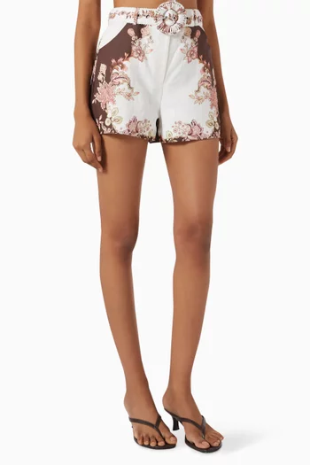 Diza Belted Shorts in Linen Blend