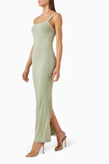 Initial Baby Rib Maxi Dress in Cotton Blend