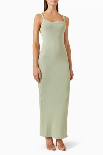 Initial Baby Rib Maxi Dress in Cotton Blend