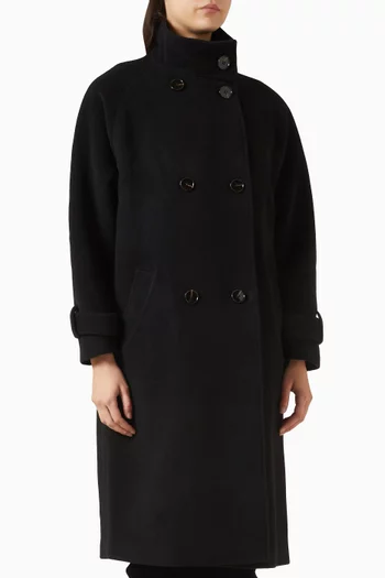 Bleeckett Double-breasted Coat in Twill Melton Fabric
