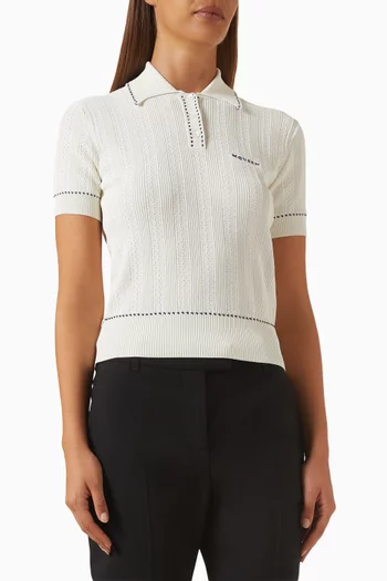 تي شيرت بولو مطرز بشعار الماركة نسيج فيسكوز