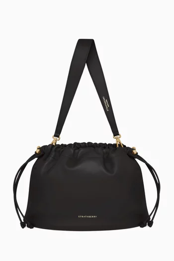 حقيبة شارلوت متوسطة برباط تضييق جلد نابا