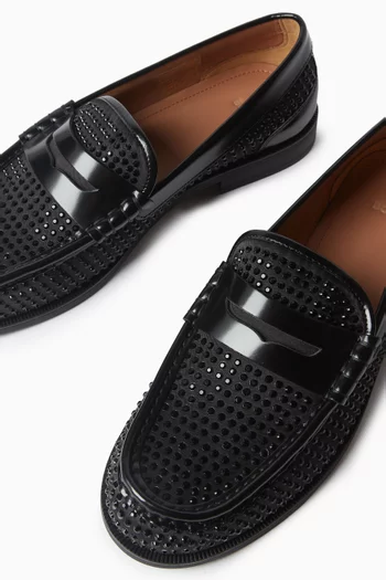 Lycia Rhinestone Loafers in Leather