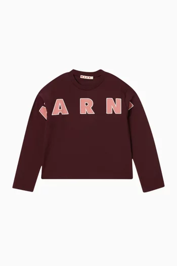 تي شيرت مطرز بشعار الماركة قطن