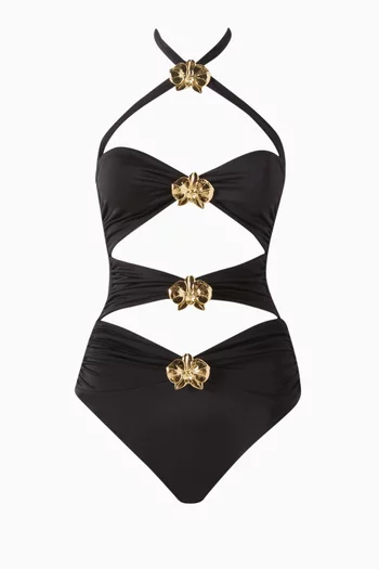 Diamond Heart Cut-out One-piece Swimsuit