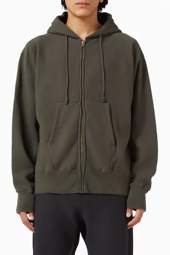 كنزة بغطاء رأس وسحّاب في الأمام صوف قطني