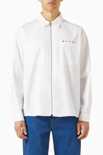 Logo Zip Shirt in Organic Cotton Poplin