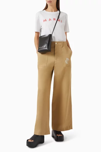 Embroidered Cargo Pants in Cotton