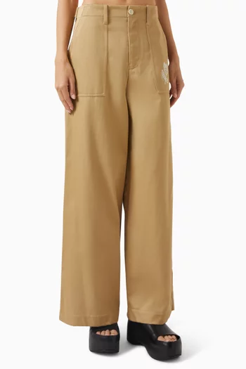 Embroidered Cargo Pants in Cotton