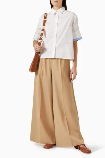 Logo Wide-leg Pants in Wool