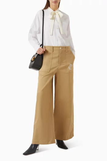 Oversized Bow Shirt in Organic Cotton Poplin